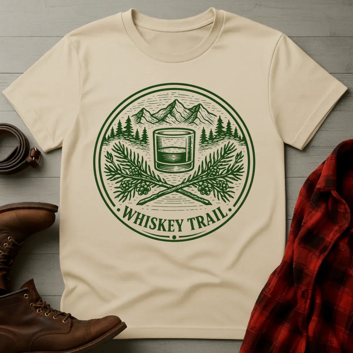 Whiskey Trail Outdoor Badge Etching T-Shirt