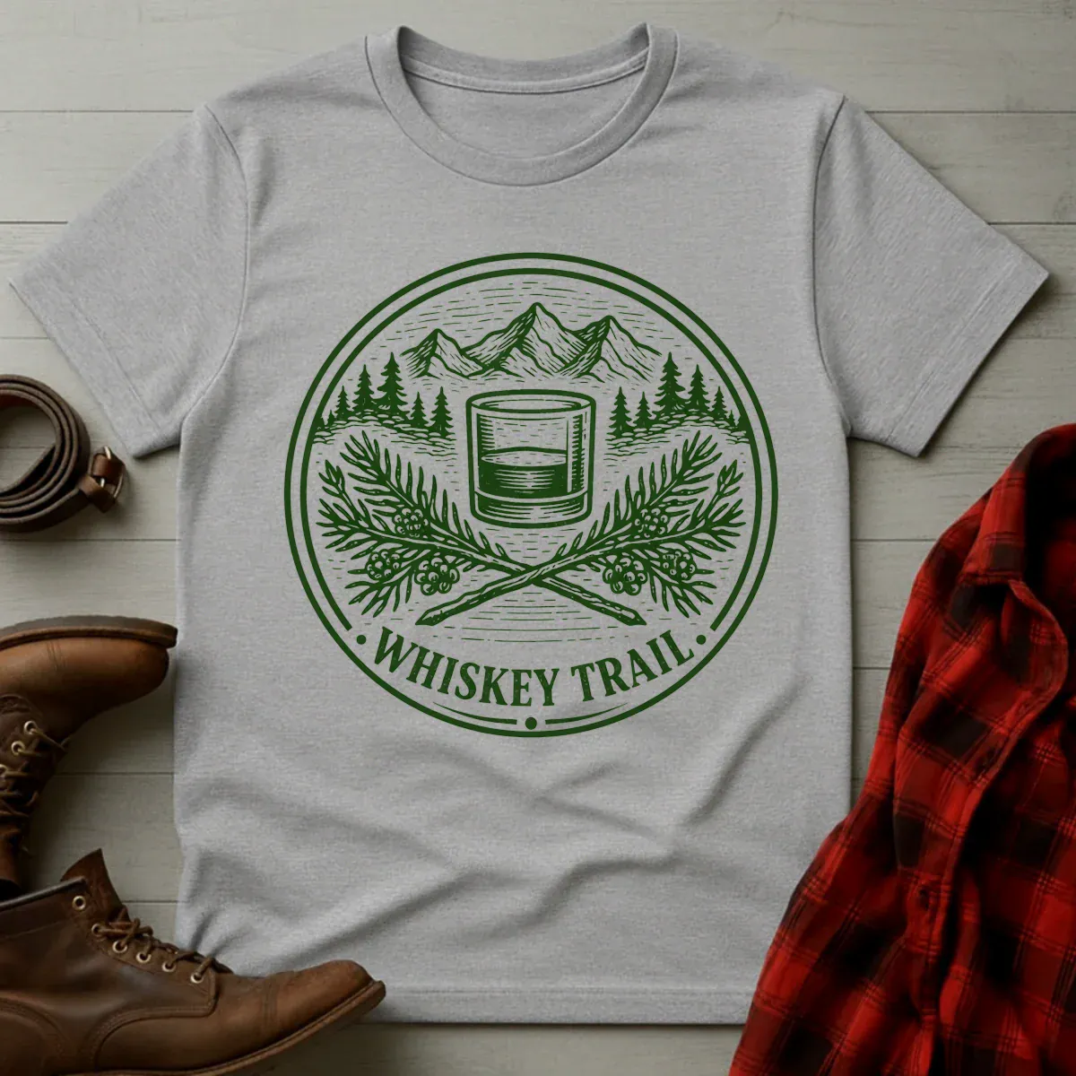 Whiskey Trail Outdoor Badge Etching T-Shirt