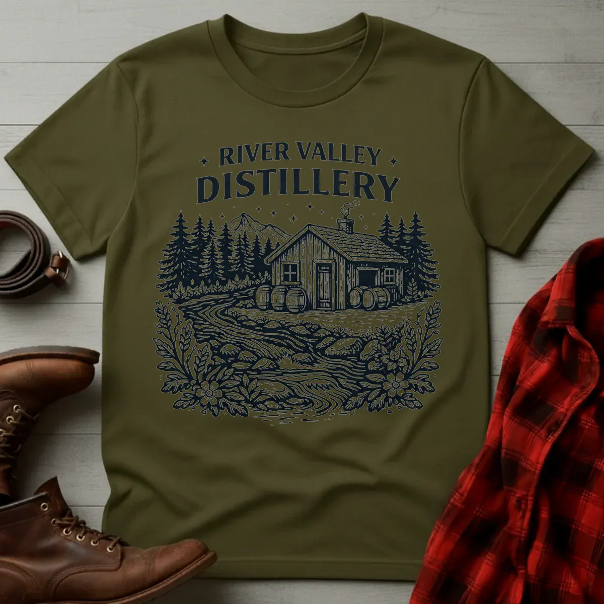 River Valley Distillery Etching T-Shirt