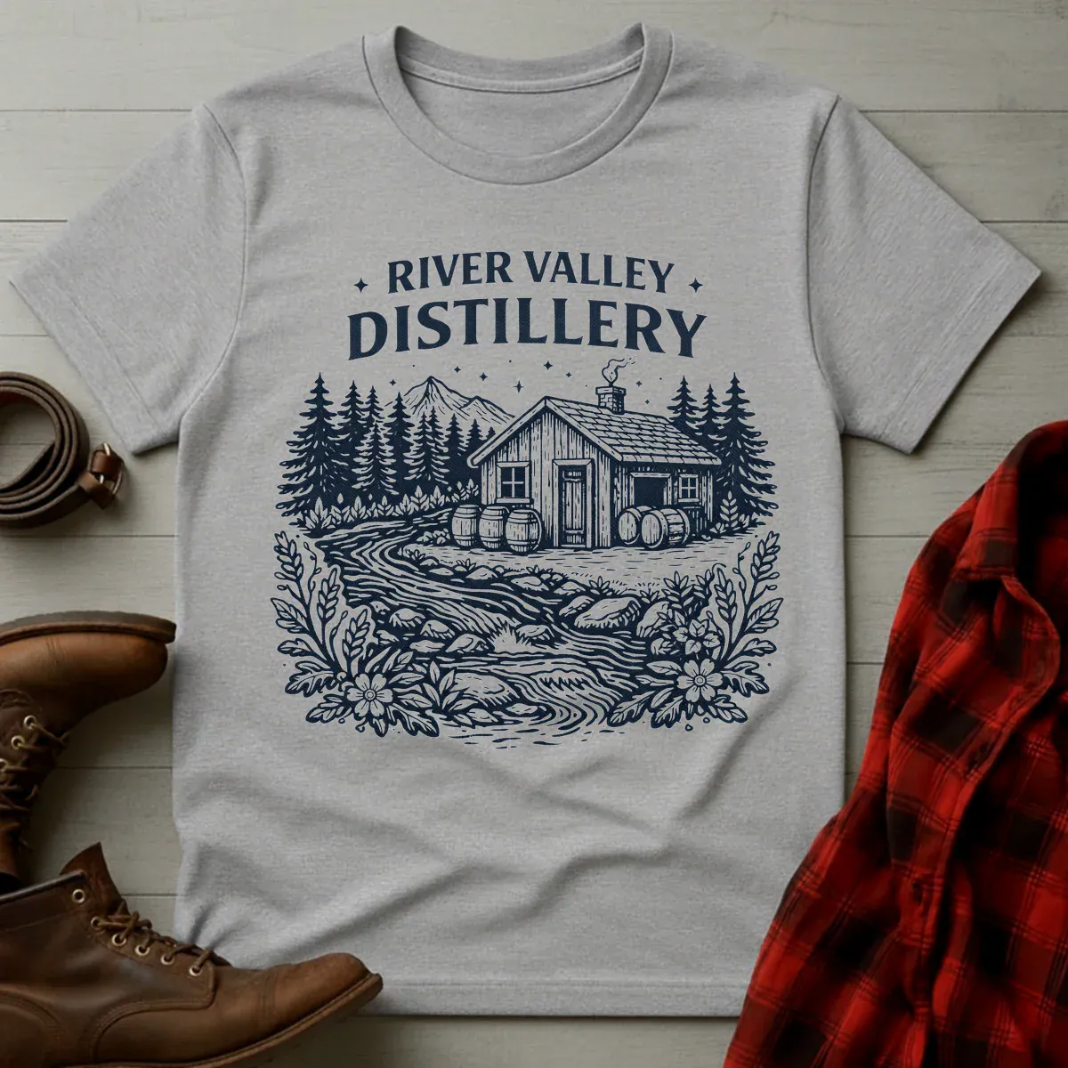 River Valley Distillery Etching T-Shirt