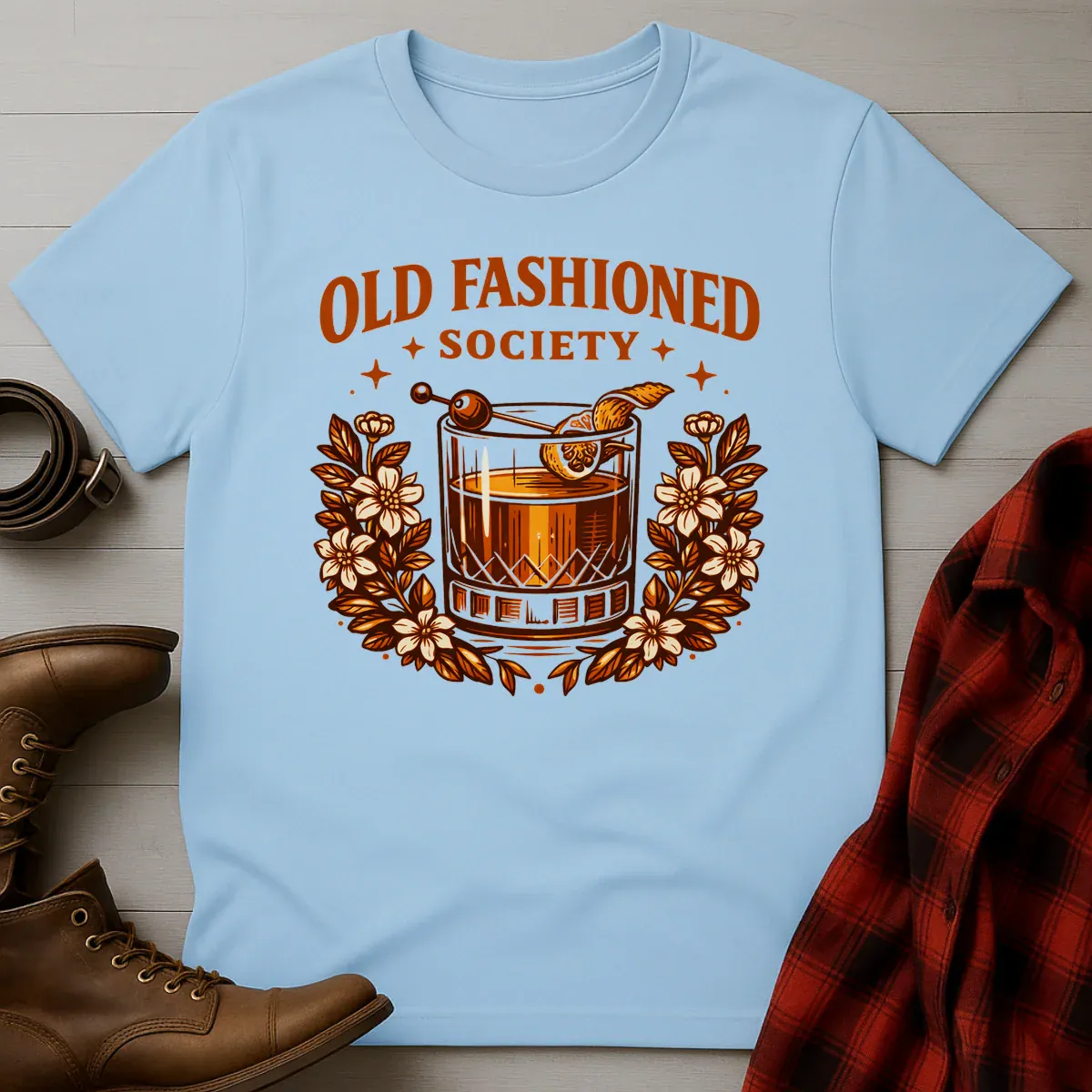 Old Fashioned Society Cocktail Badge T-Shirt