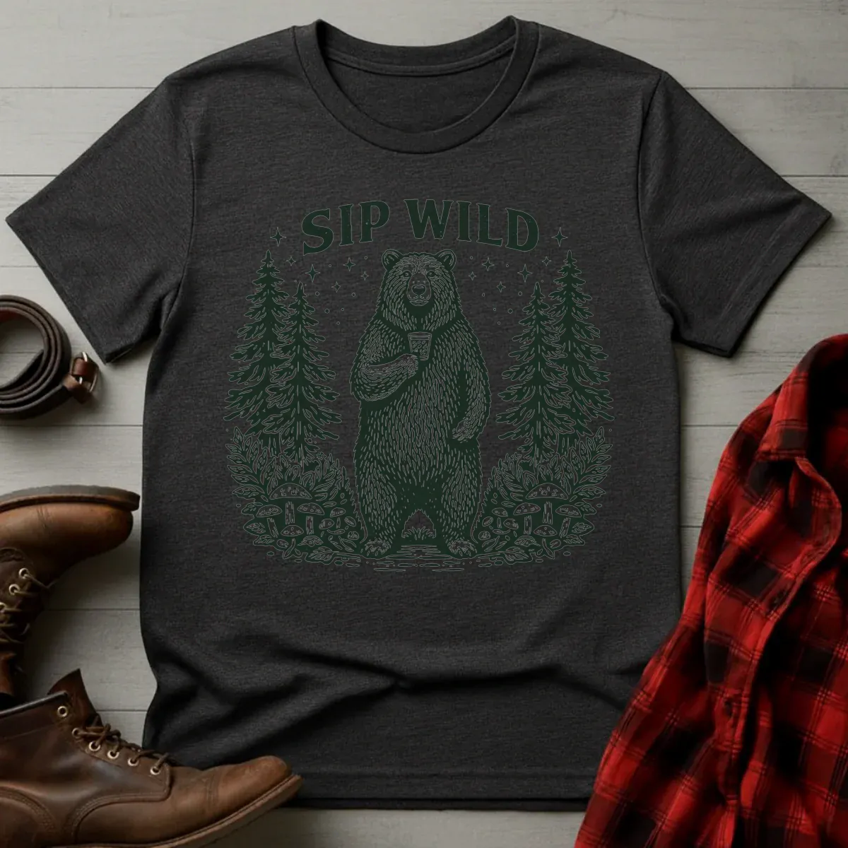 Sip Wild Bourbon Bear T-Shirt