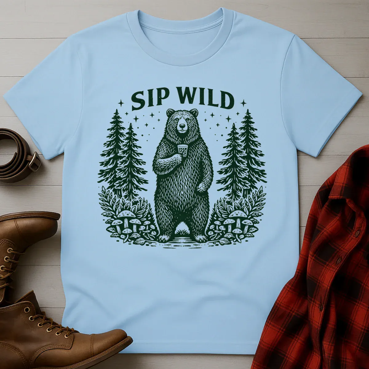 Sip Wild Bourbon Bear T-Shirt