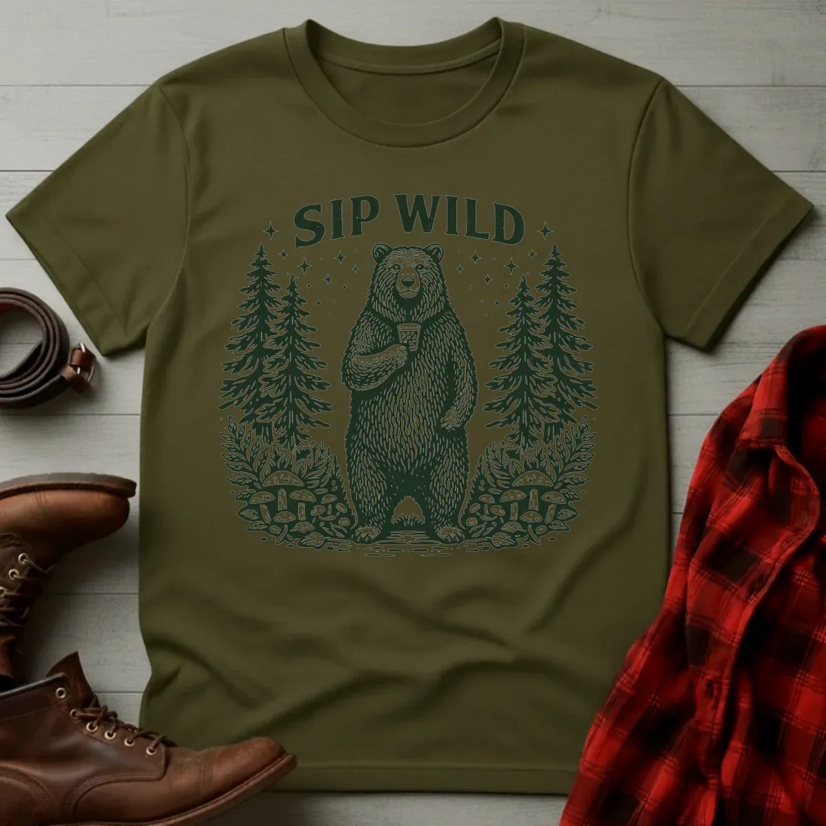Sip Wild Bourbon Bear T-Shirt