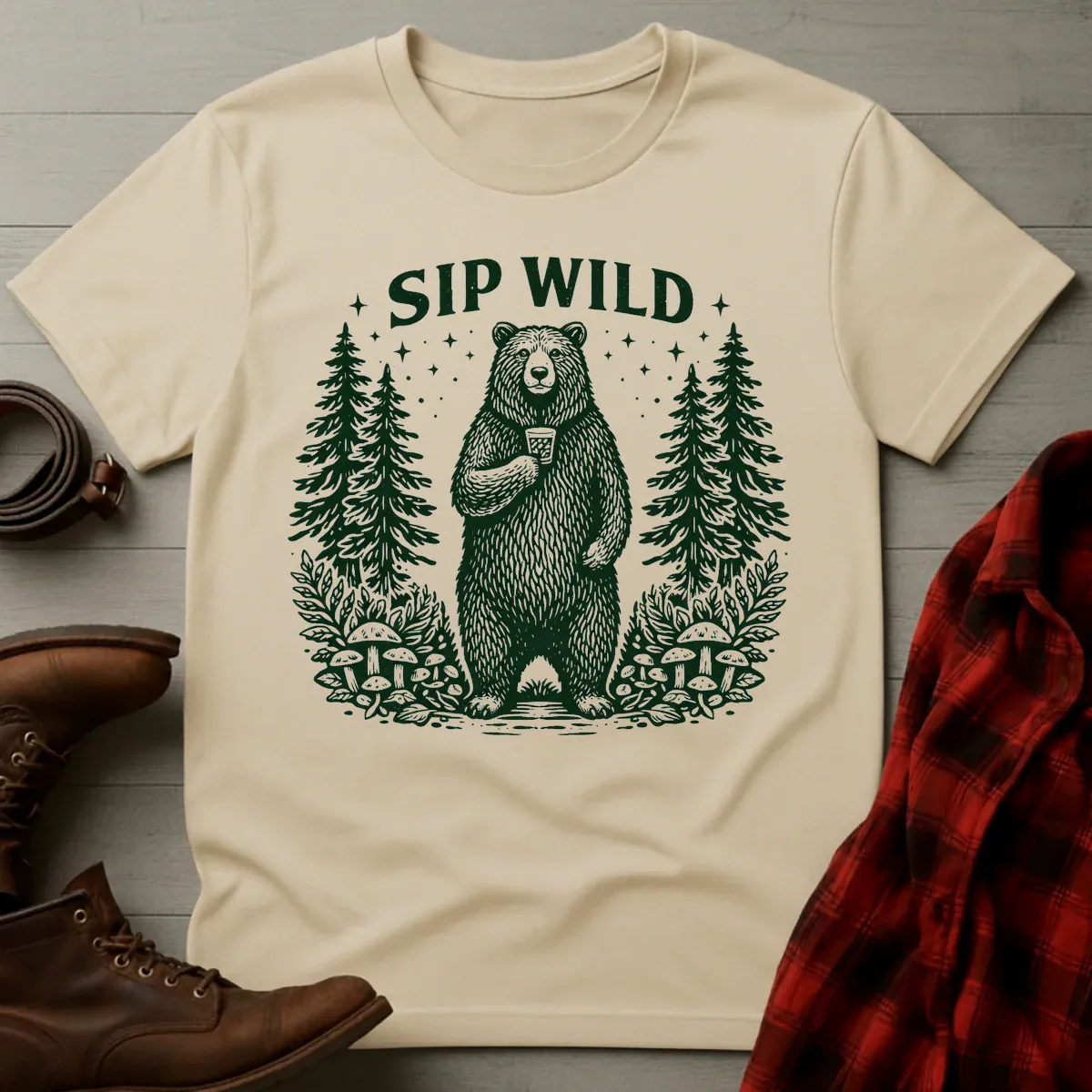 Sip Wild Bourbon Bear T-Shirt