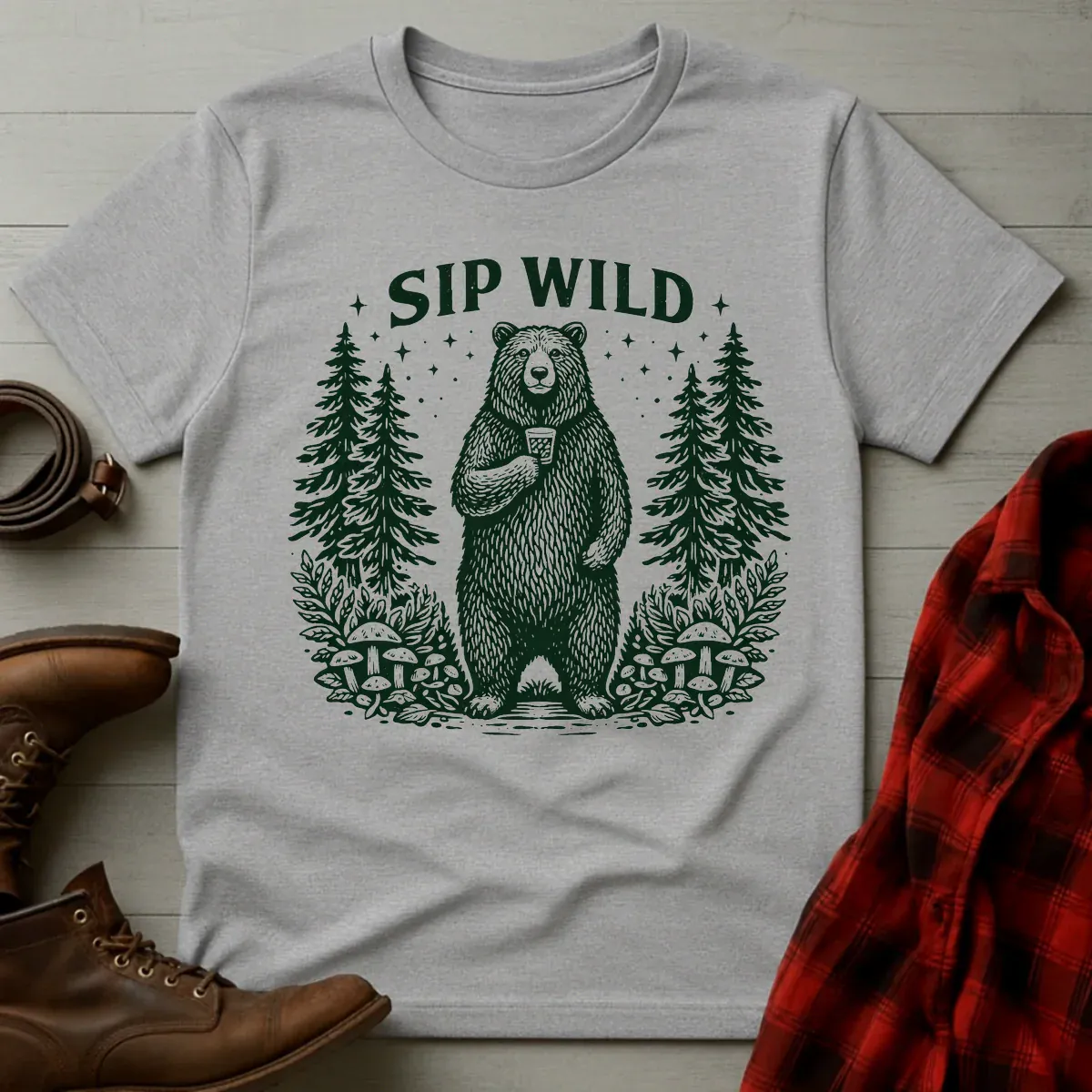 Sip Wild Bourbon Bear T-Shirt