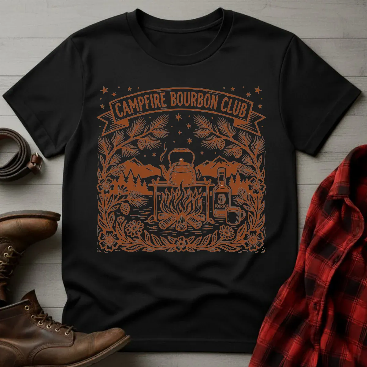 Campfire Bourbon Club Etching T-Shirt
