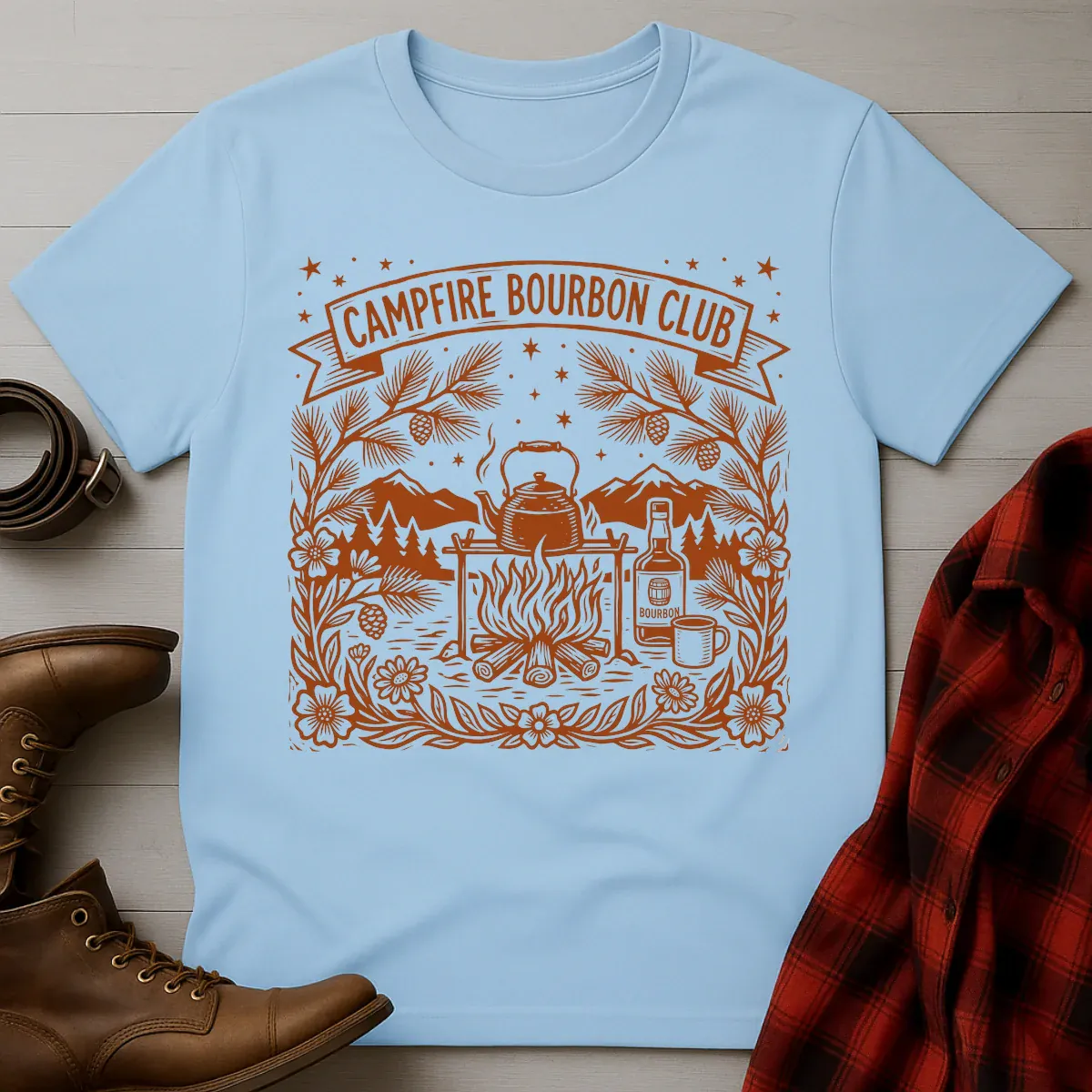 Campfire Bourbon Club Etching T-Shirt