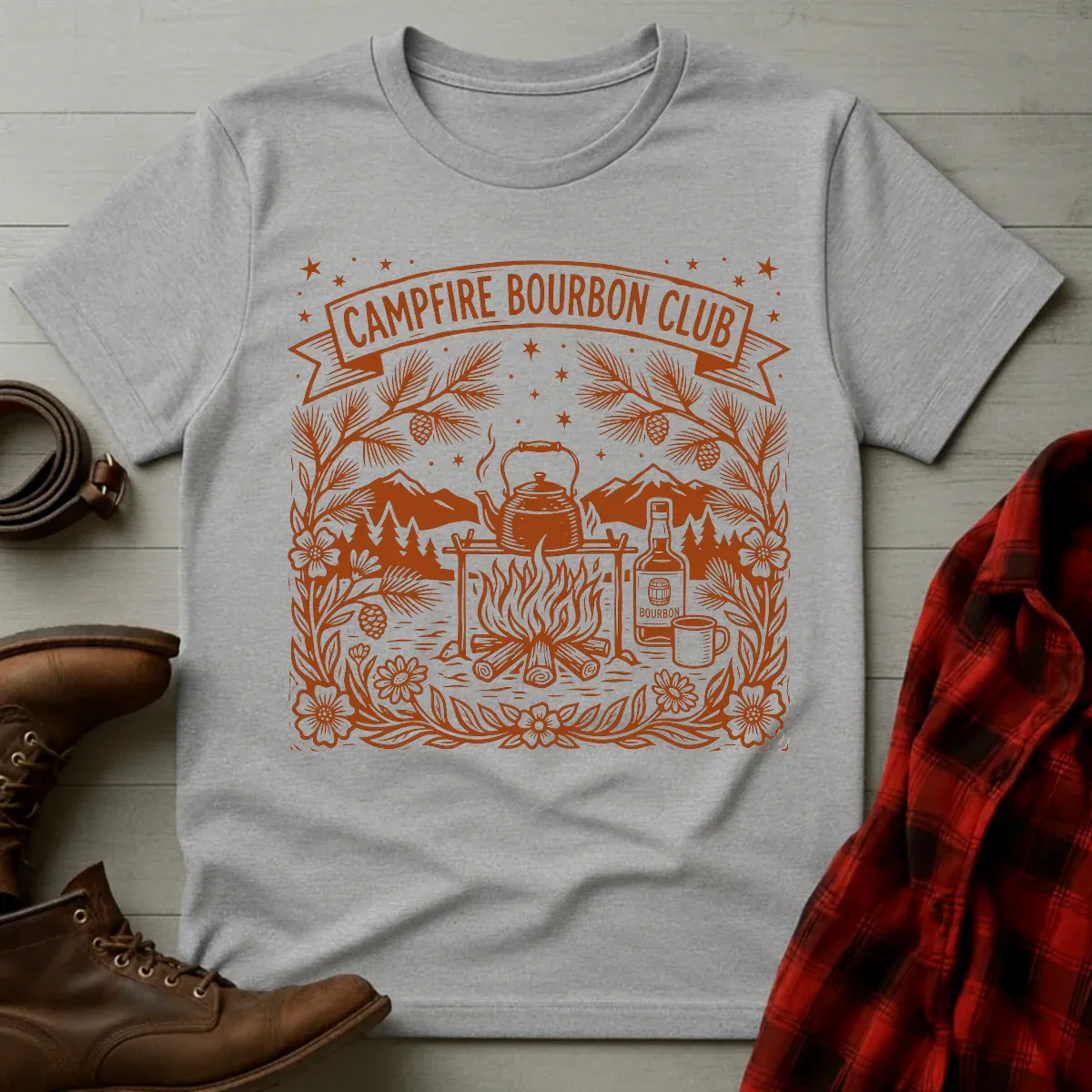 Campfire Bourbon Club Etching T-Shirt