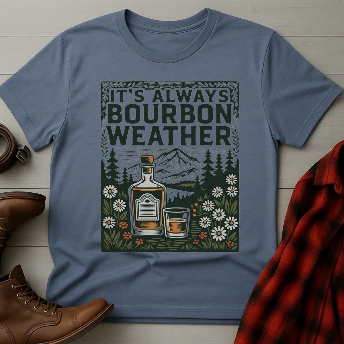 Bourbon Weather Color Etching T-Shirt