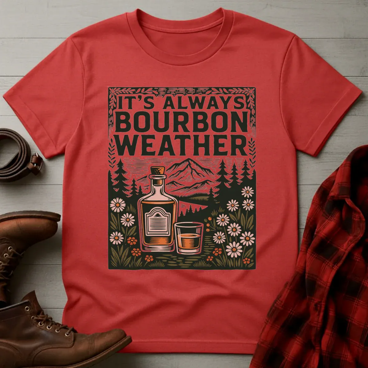 Bourbon Weather Color Etching T-Shirt