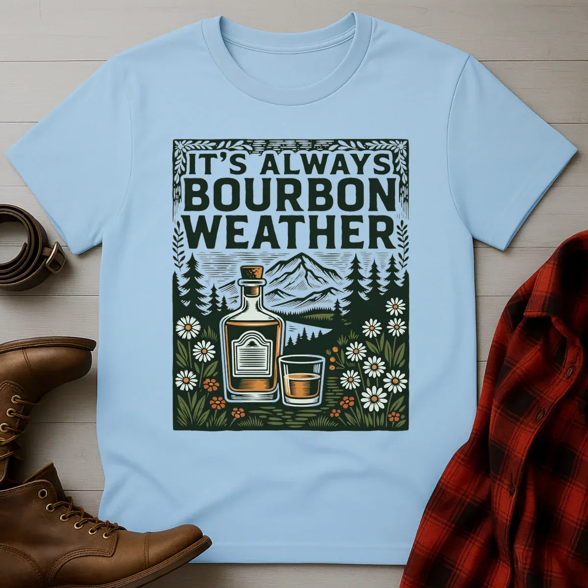Bourbon Weather Color Etching T-Shirt