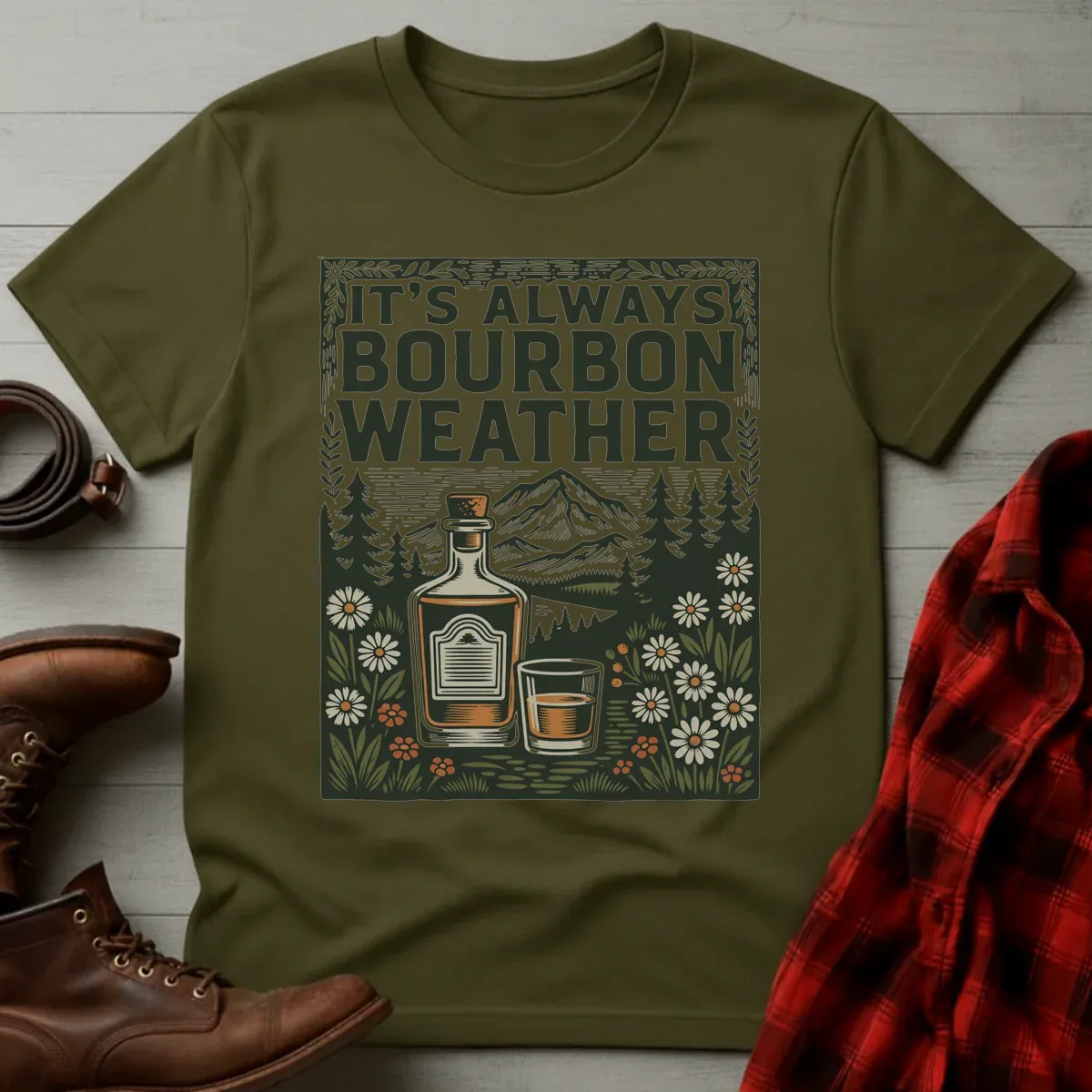 Bourbon Weather Color Etching T-Shirt