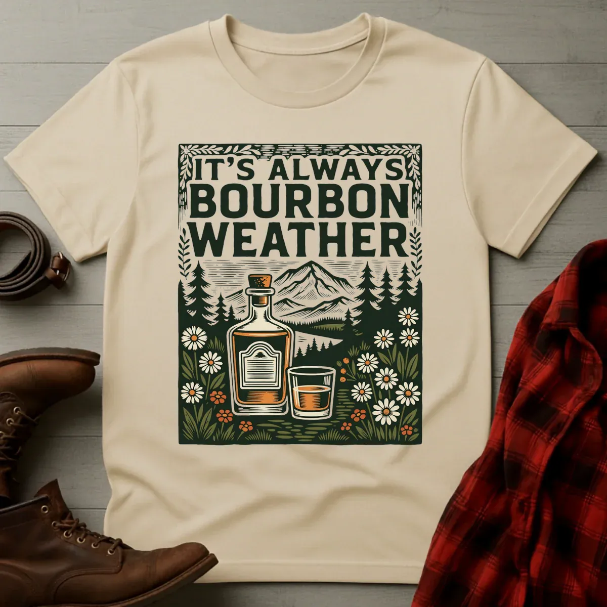 Bourbon Weather Color Etching T-Shirt