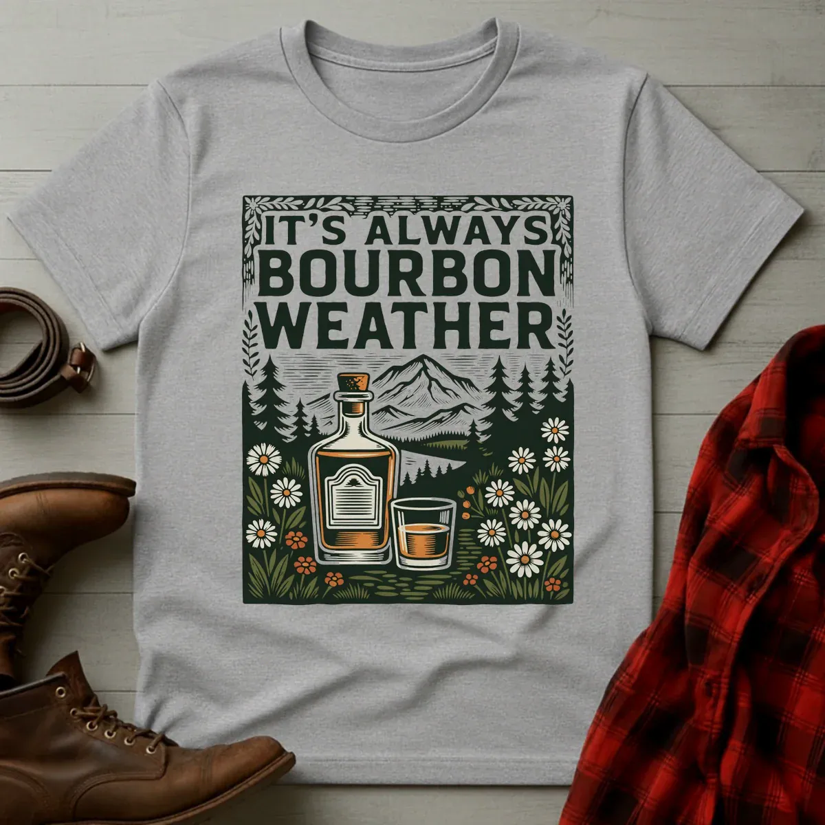 Bourbon Weather Color Etching T-Shirt