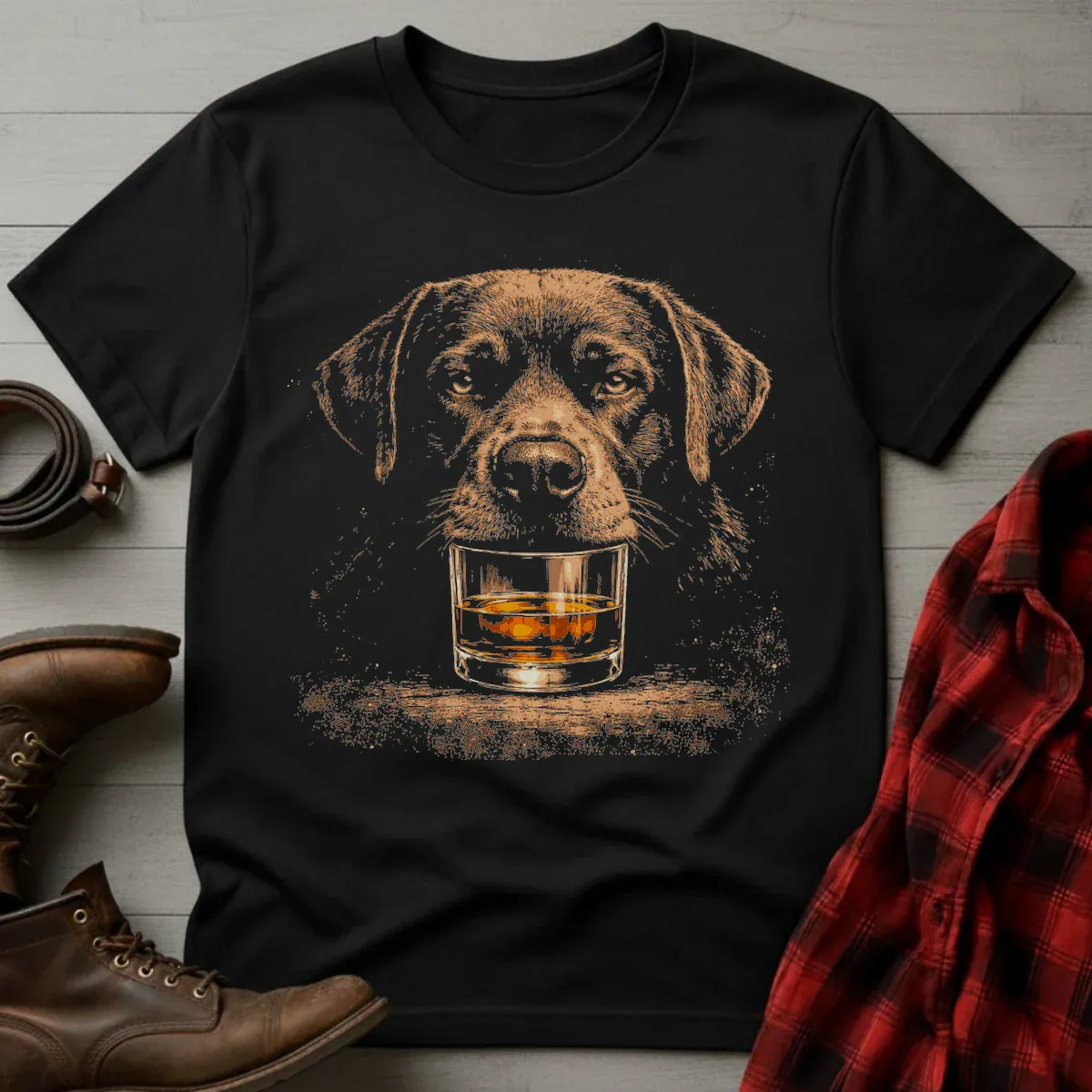 Whiskey Labrador Grunge T-Shirt