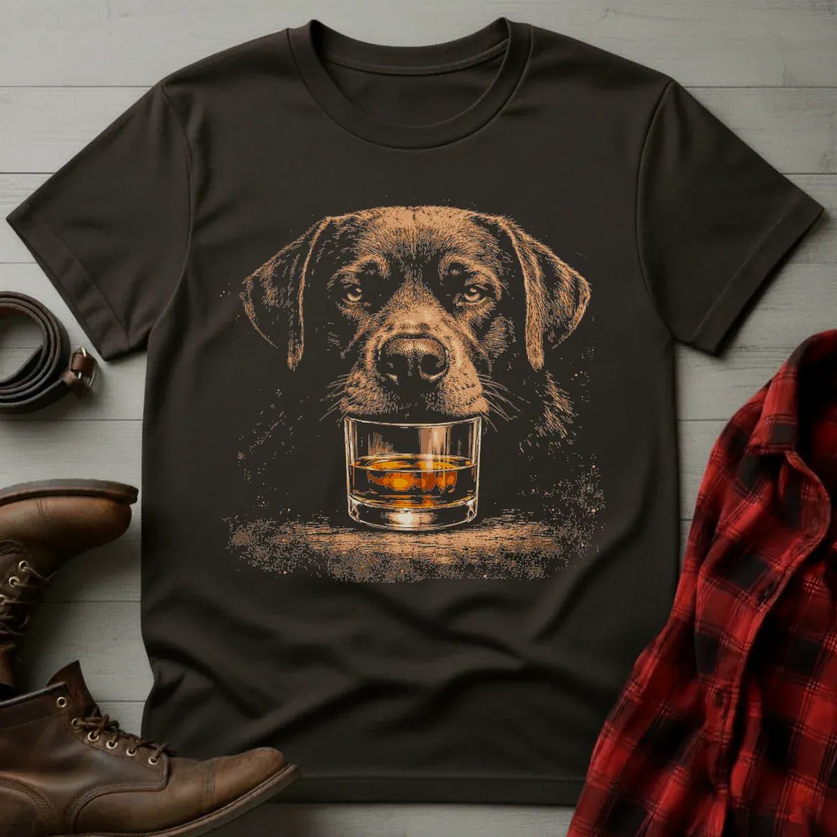 Whiskey Labrador Grunge T-Shirt