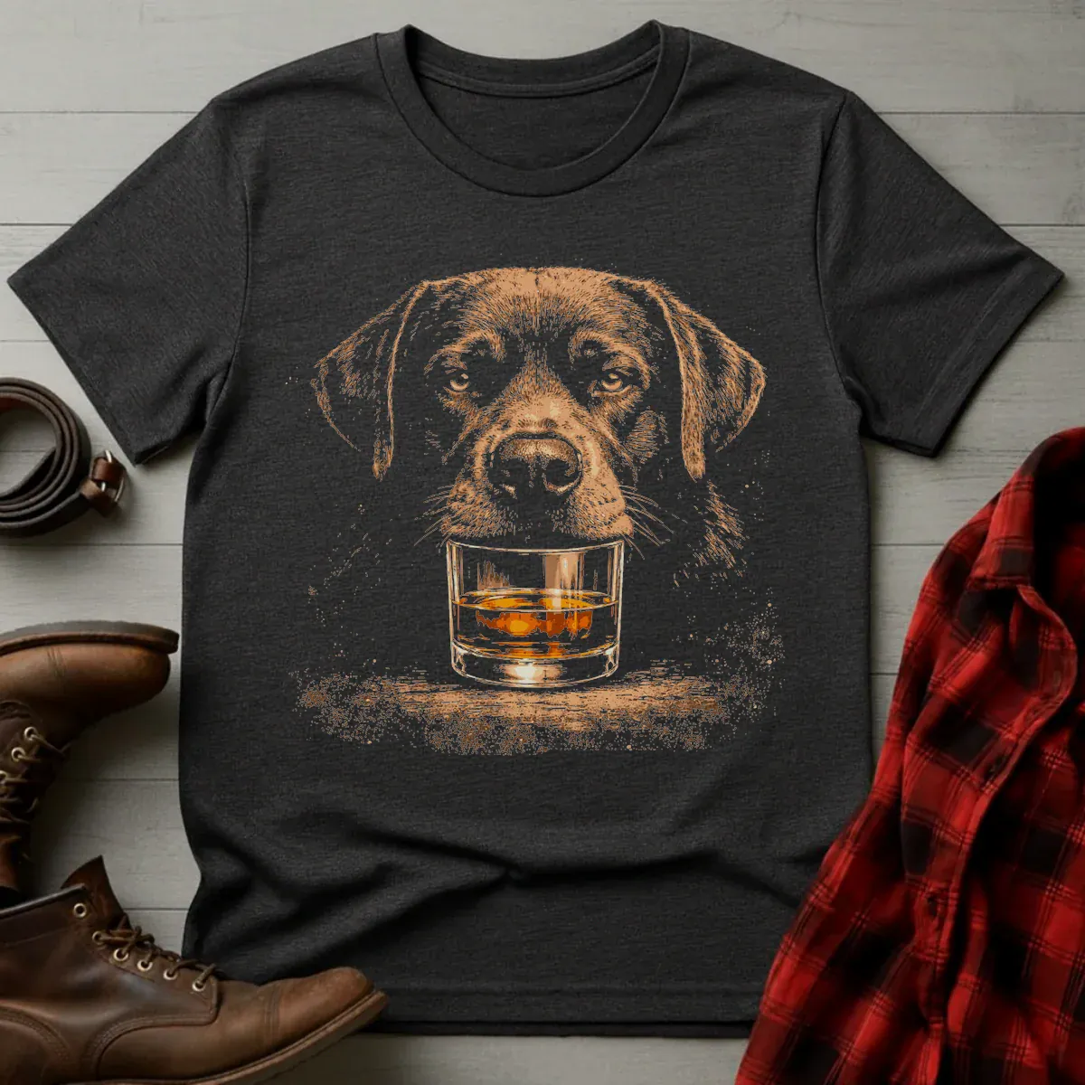 Whiskey Labrador Grunge T-Shirt