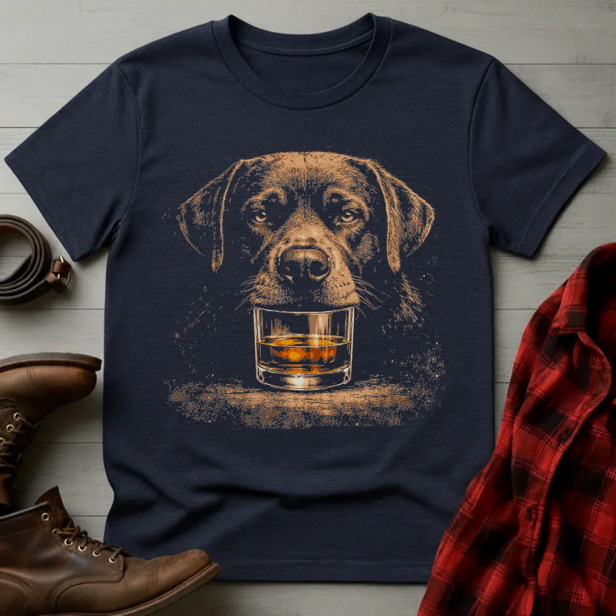 Whiskey Labrador Grunge T-Shirt