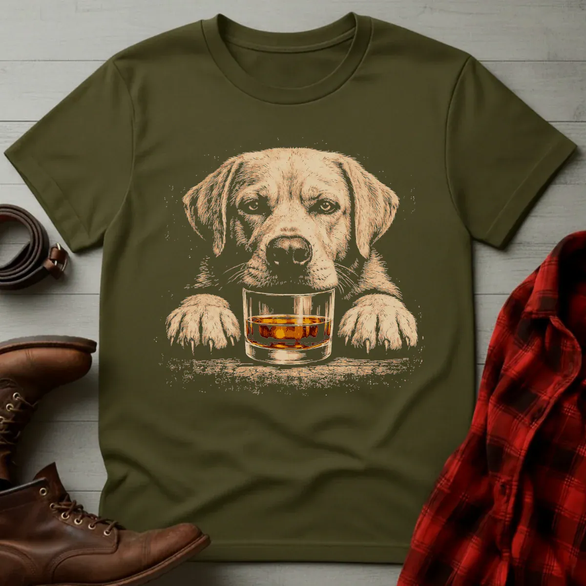 Whiskey Yellow Lab Grunge T-Shirt