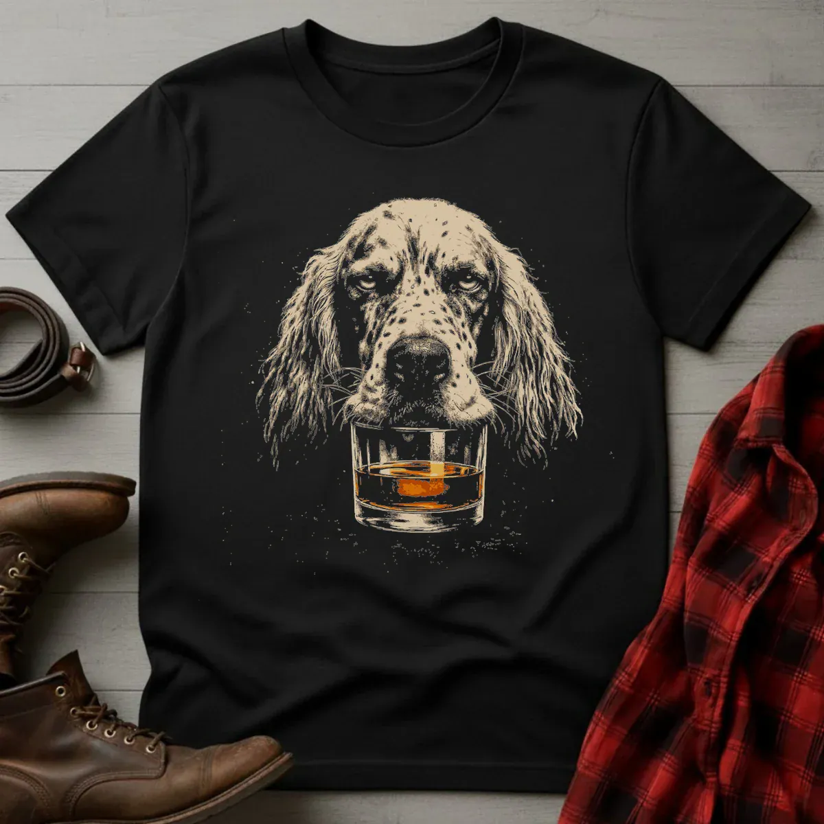 Whiskey English Setter Grunge T-Shirt