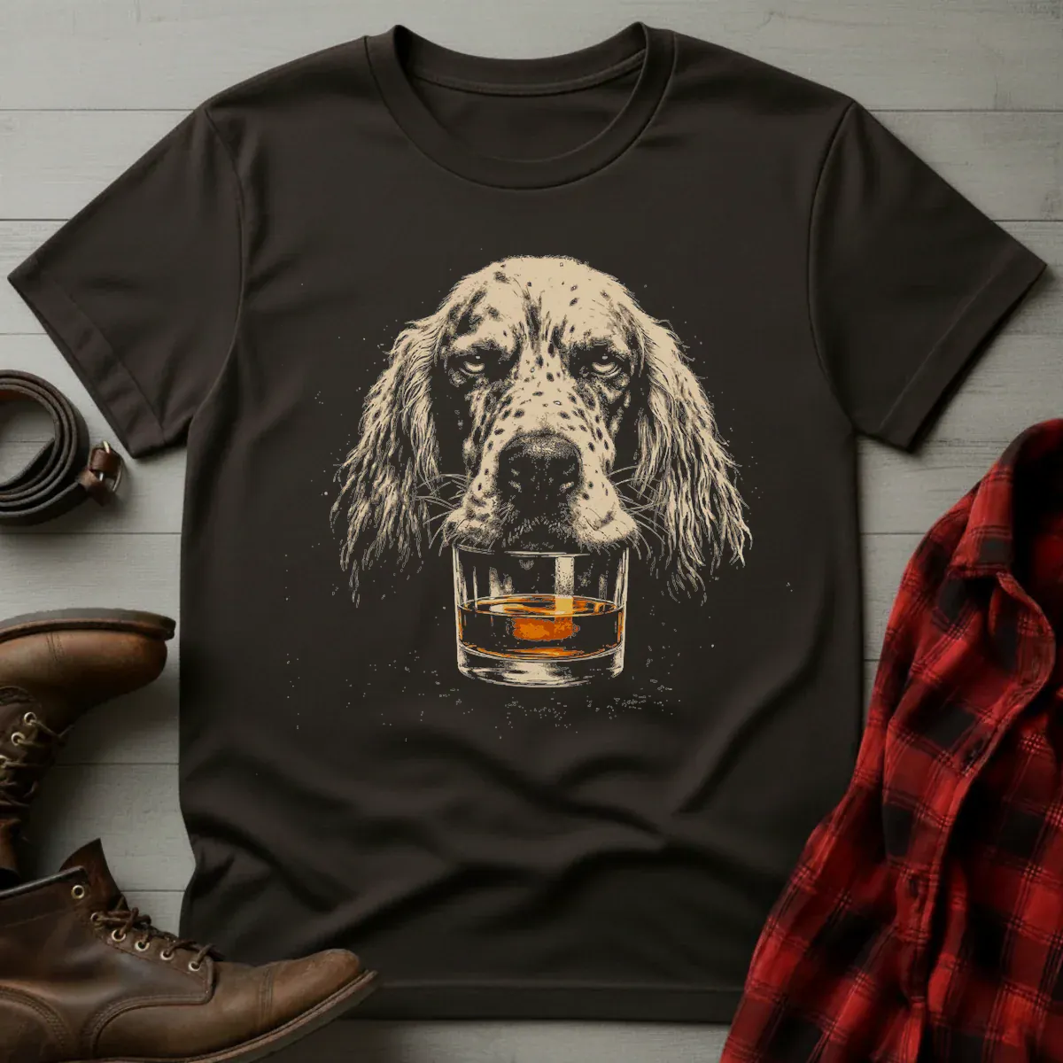 Whiskey English Setter Grunge T-Shirt