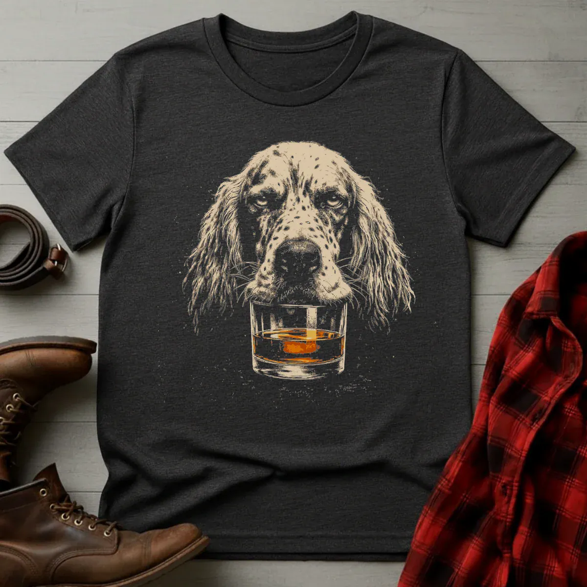 Whiskey English Setter Grunge T-Shirt