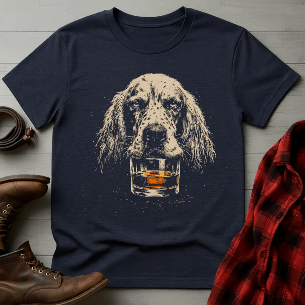 Whiskey English Setter Grunge T-Shirt