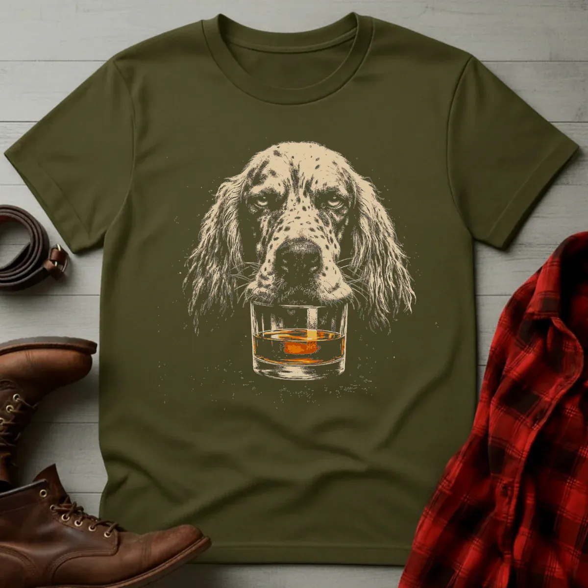 Whiskey English Setter Grunge T-Shirt