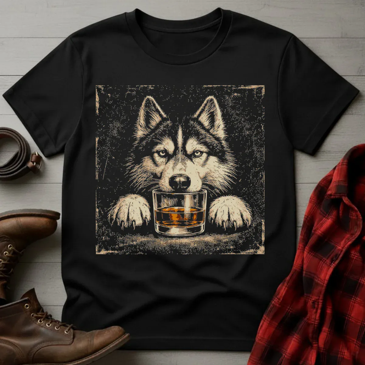 Whiskey Husky Grunge T-Shirt
