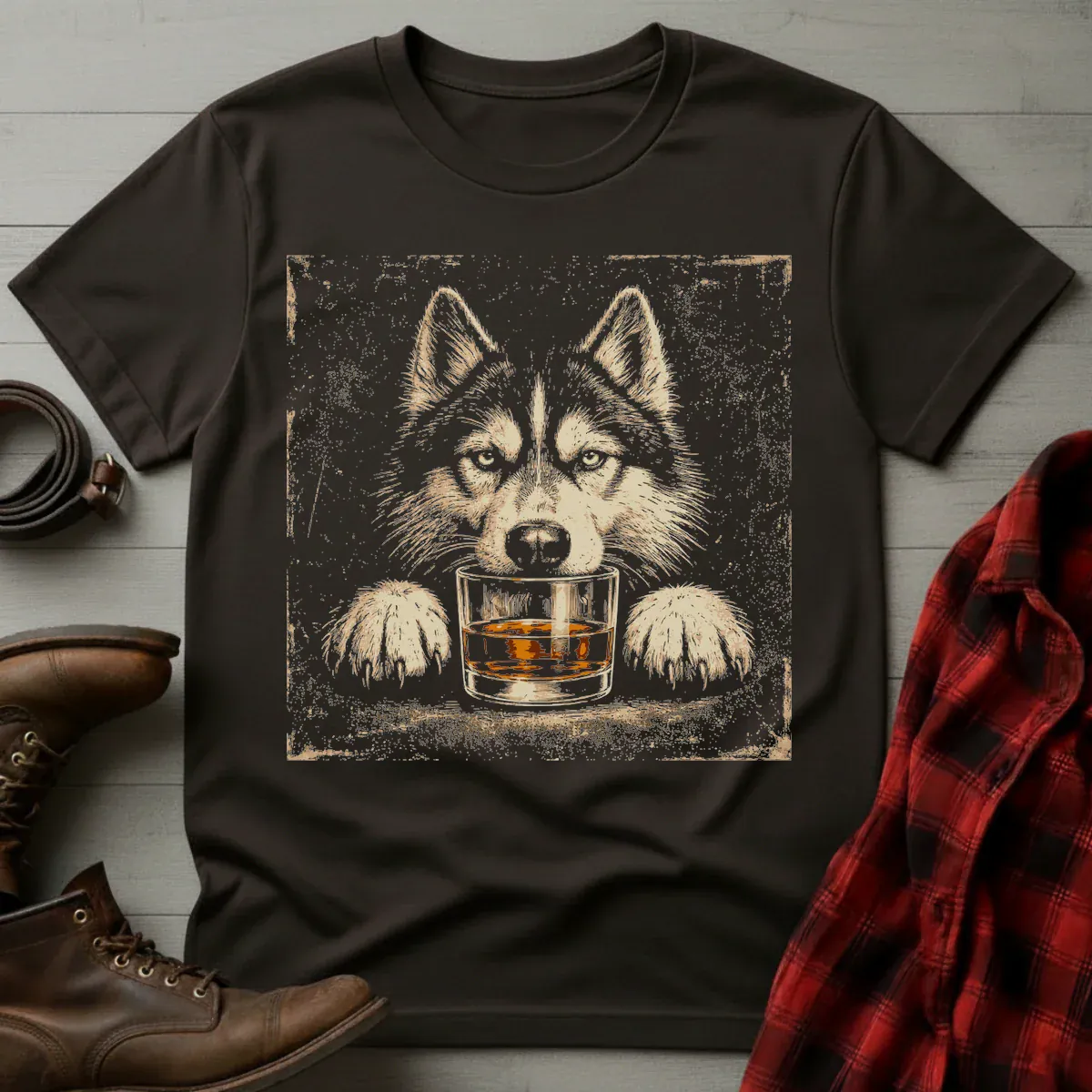 Whiskey Husky Grunge T-Shirt
