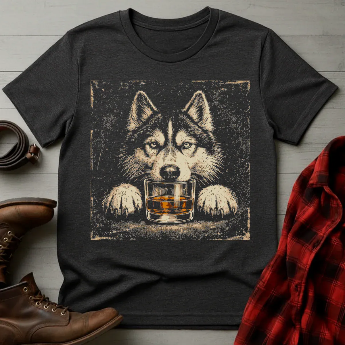 Whiskey Husky Grunge T-Shirt