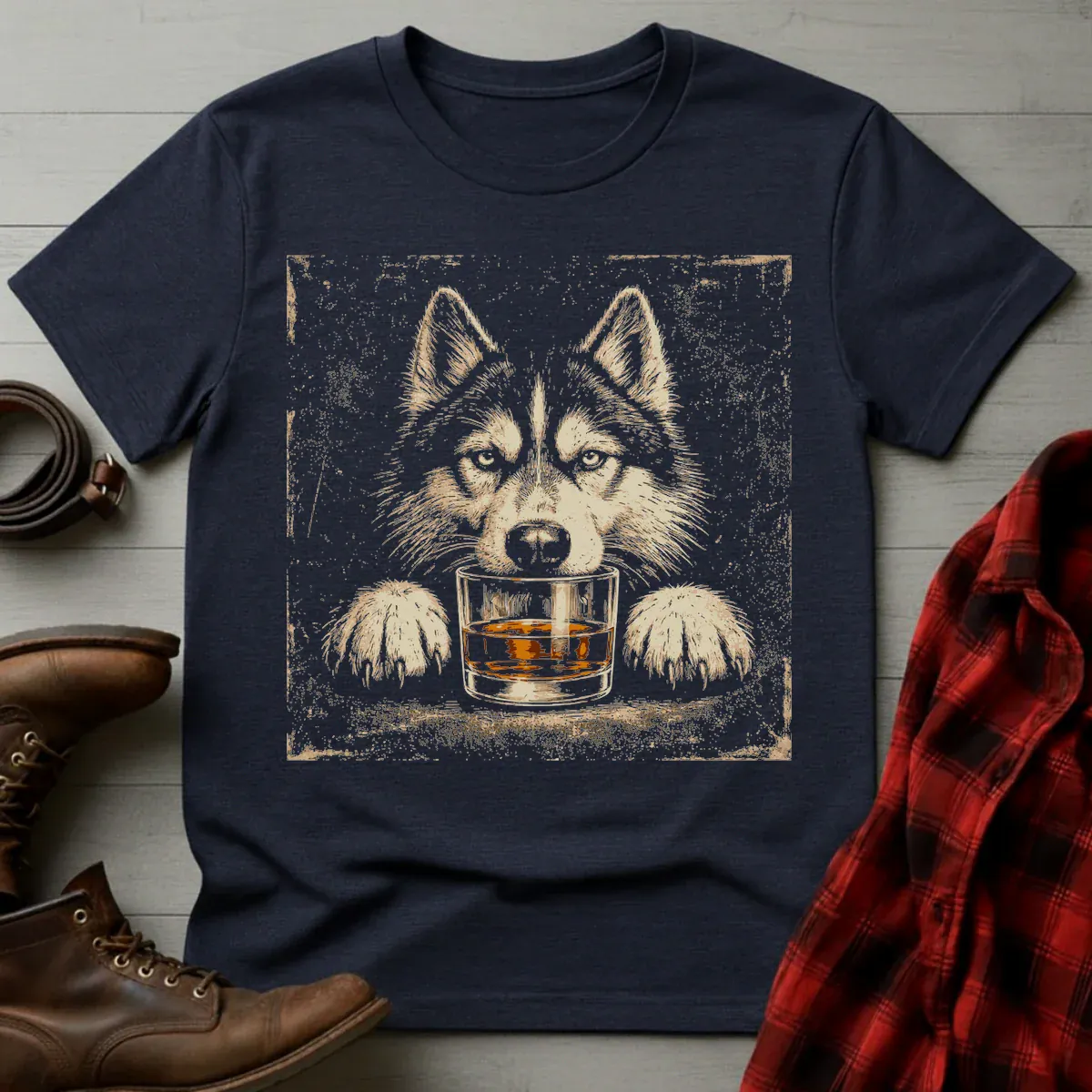 Whiskey Husky Grunge T-Shirt