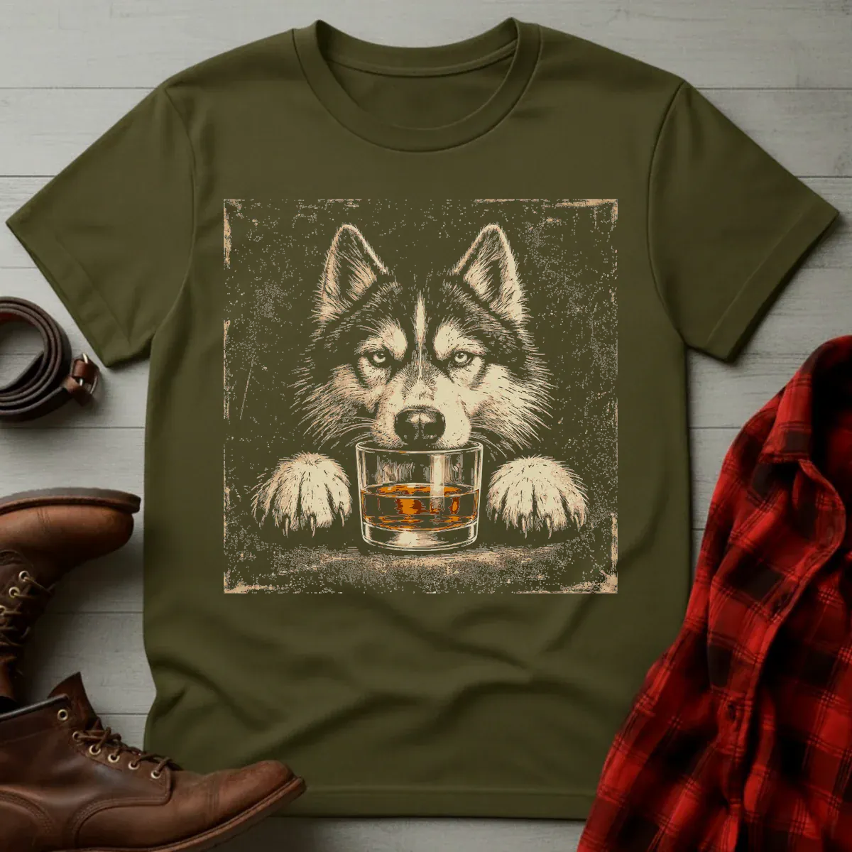 Whiskey Husky Grunge T-Shirt