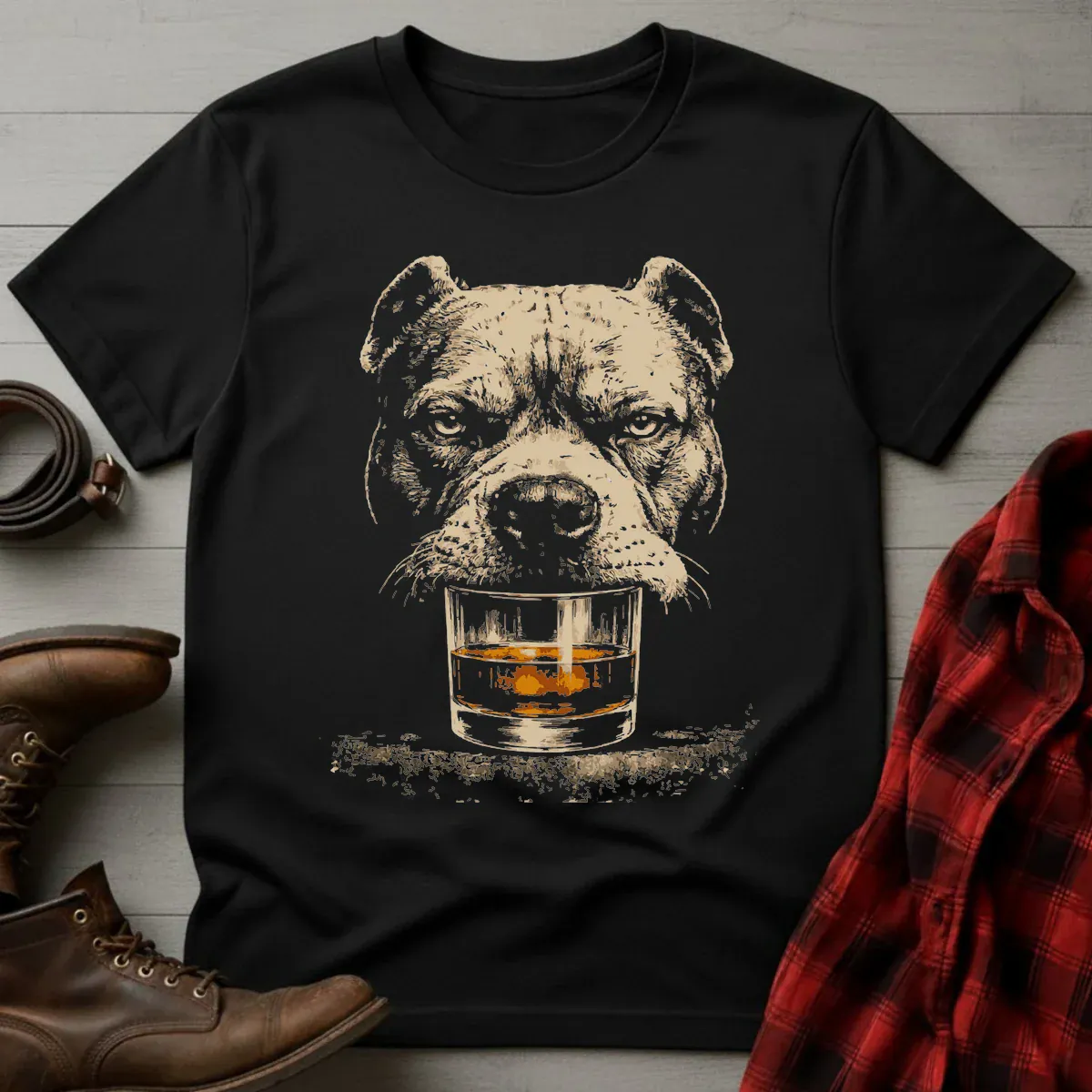 Whiskey Pitbull Grunge T-Shirt