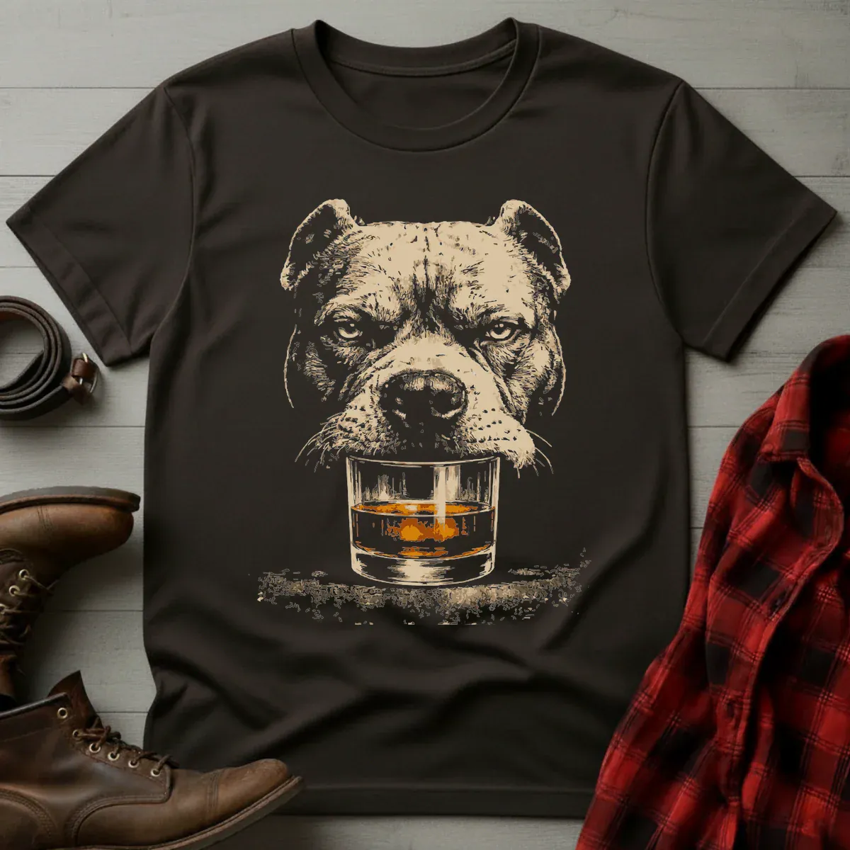 Whiskey Pitbull Grunge T-Shirt
