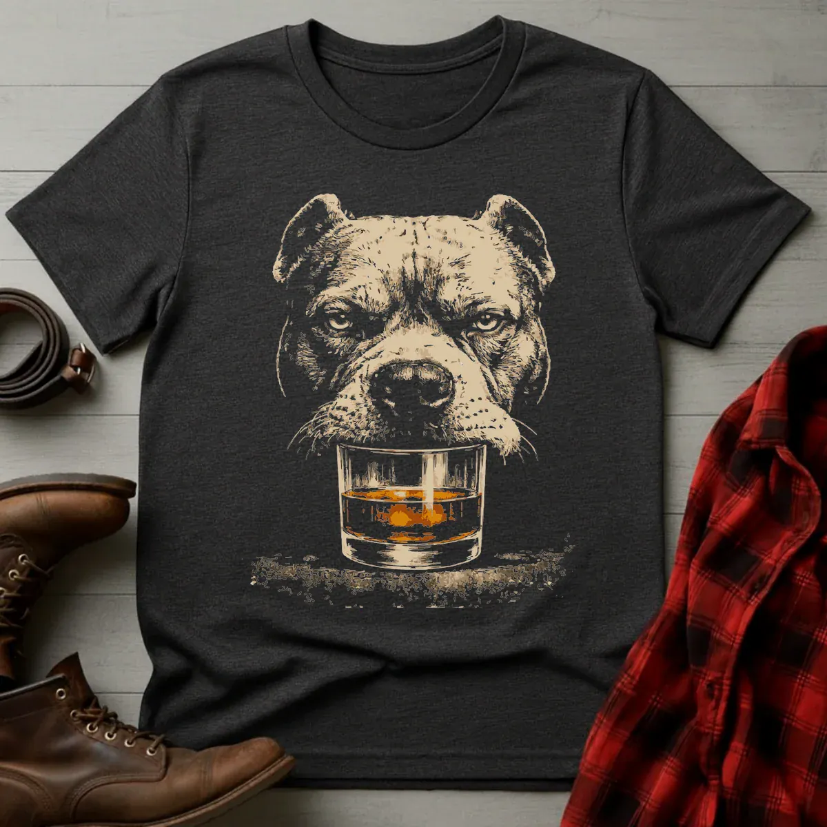 Whiskey Pitbull Grunge T-Shirt