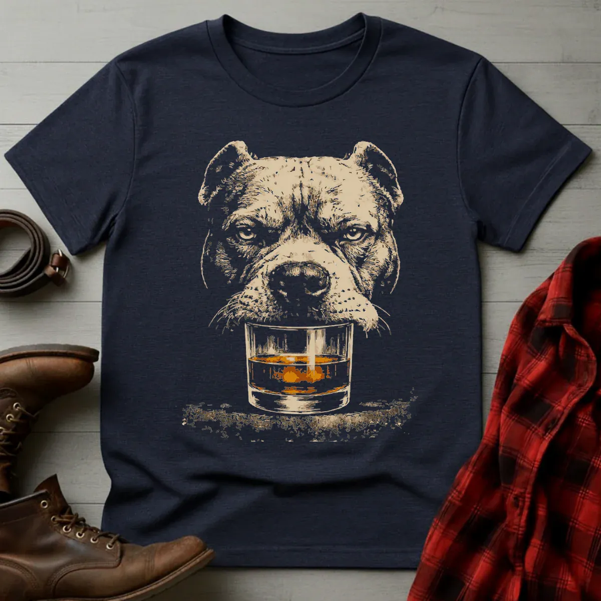 Whiskey Pitbull Grunge T-Shirt