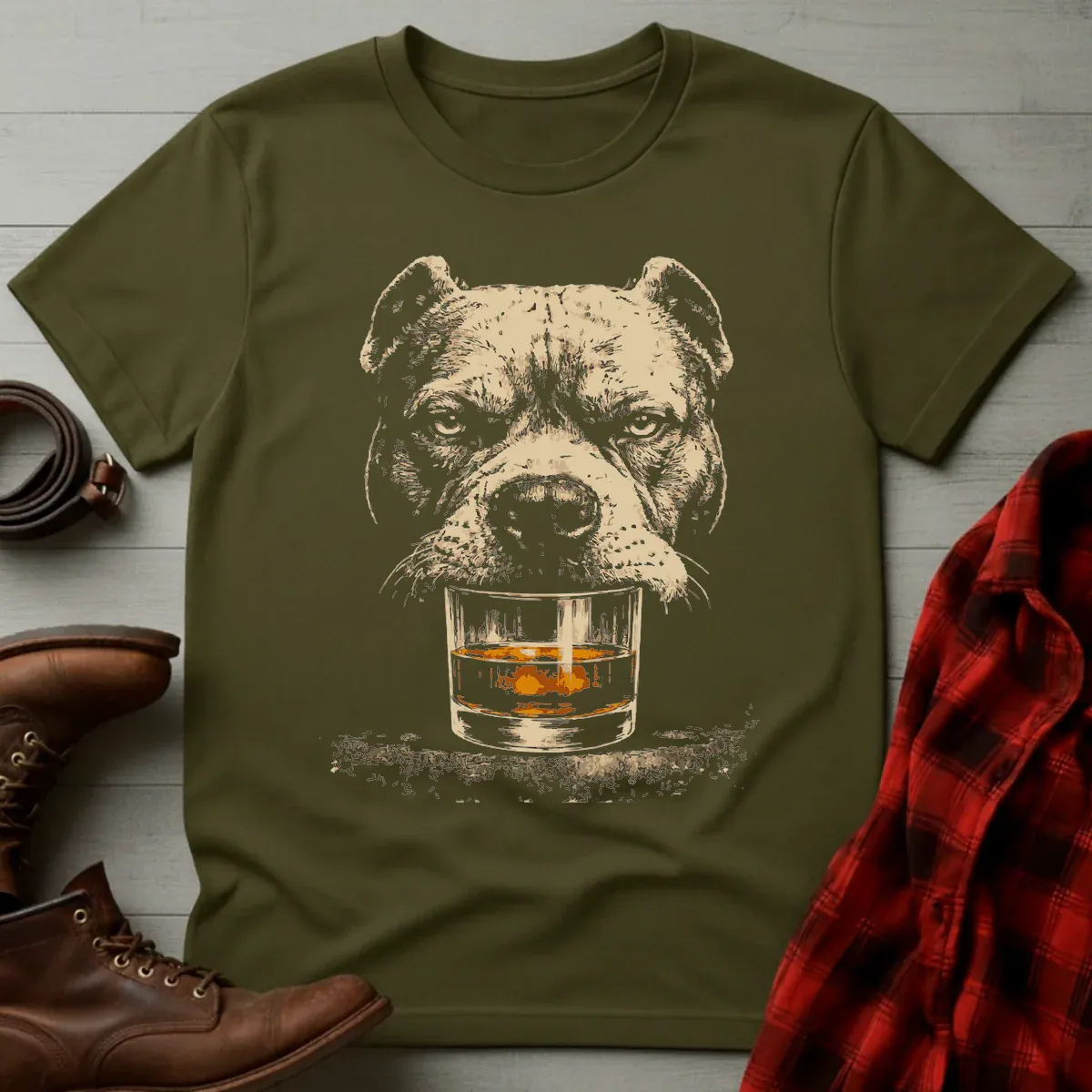Whiskey Pitbull Grunge T-Shirt