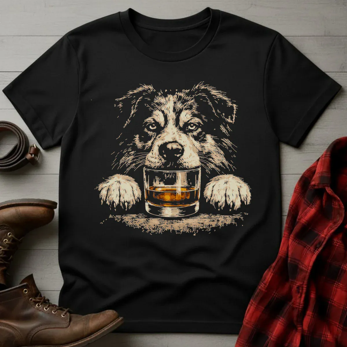 Whiskey Australian Shephard Grunge T-Shirt
