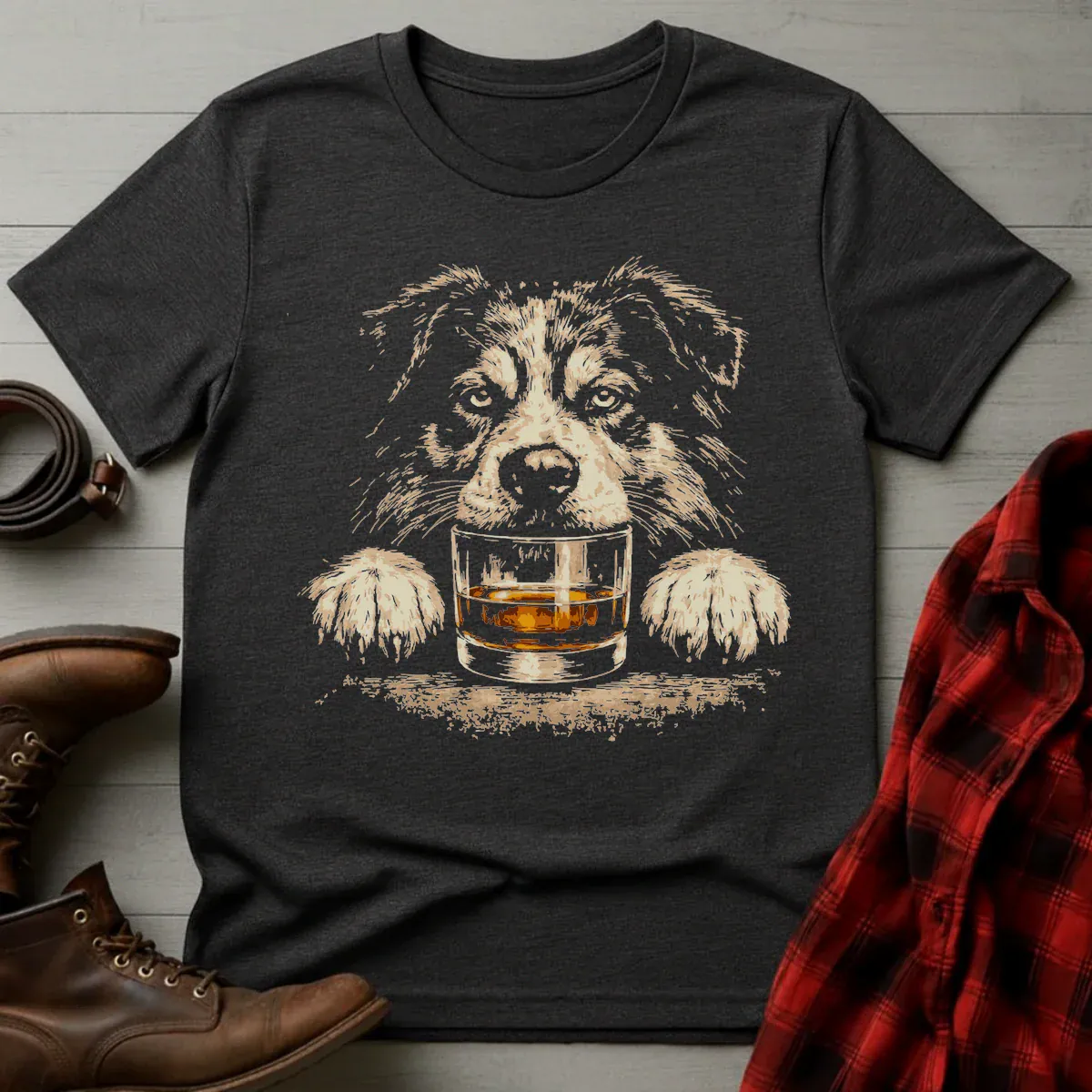 Whiskey Australian Shephard Grunge T-Shirt