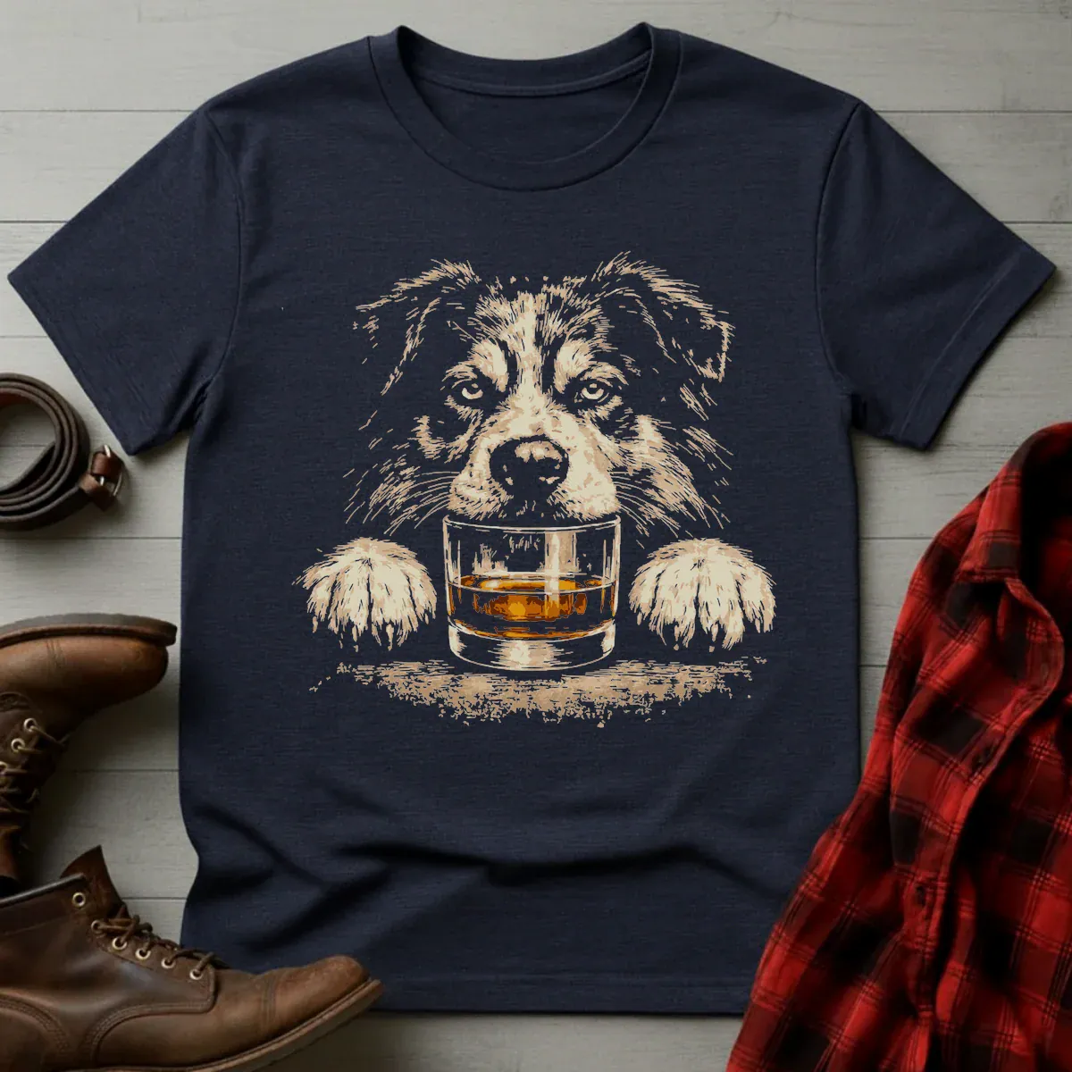Whiskey Australian Shephard Grunge T-Shirt