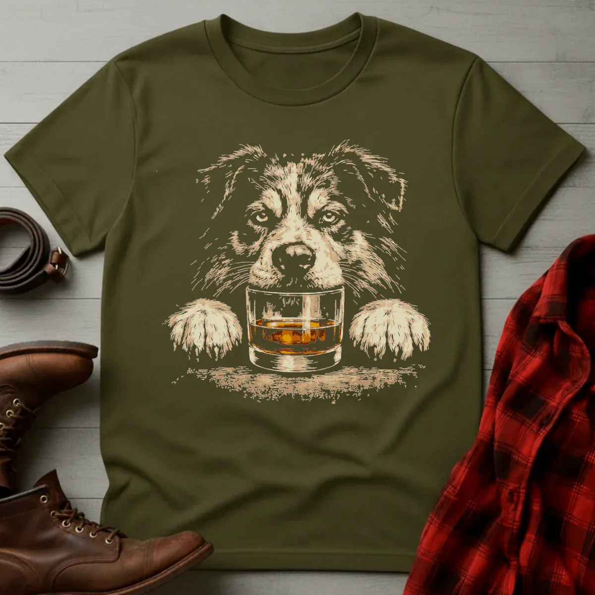 Whiskey Australian Shephard Grunge T-Shirt