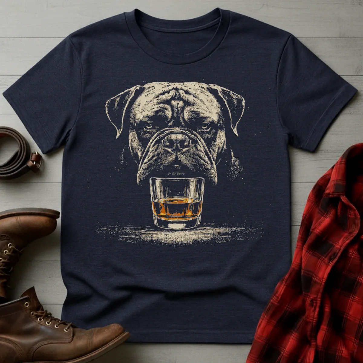 Whiskey Dog Bullmastiff Grunge T-Shirt