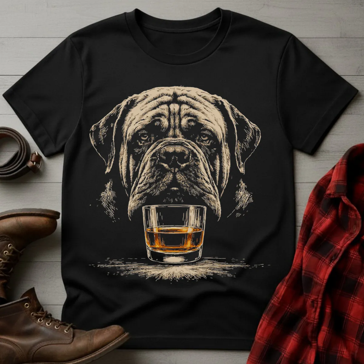 Whiskey Dog English Bullmastiff Grunge T-Shirt