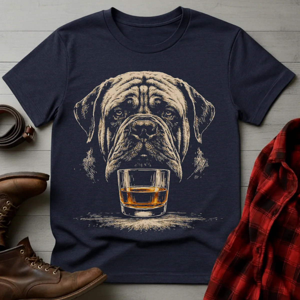 Whiskey Dog English Bullmastiff Grunge T-Shirt
