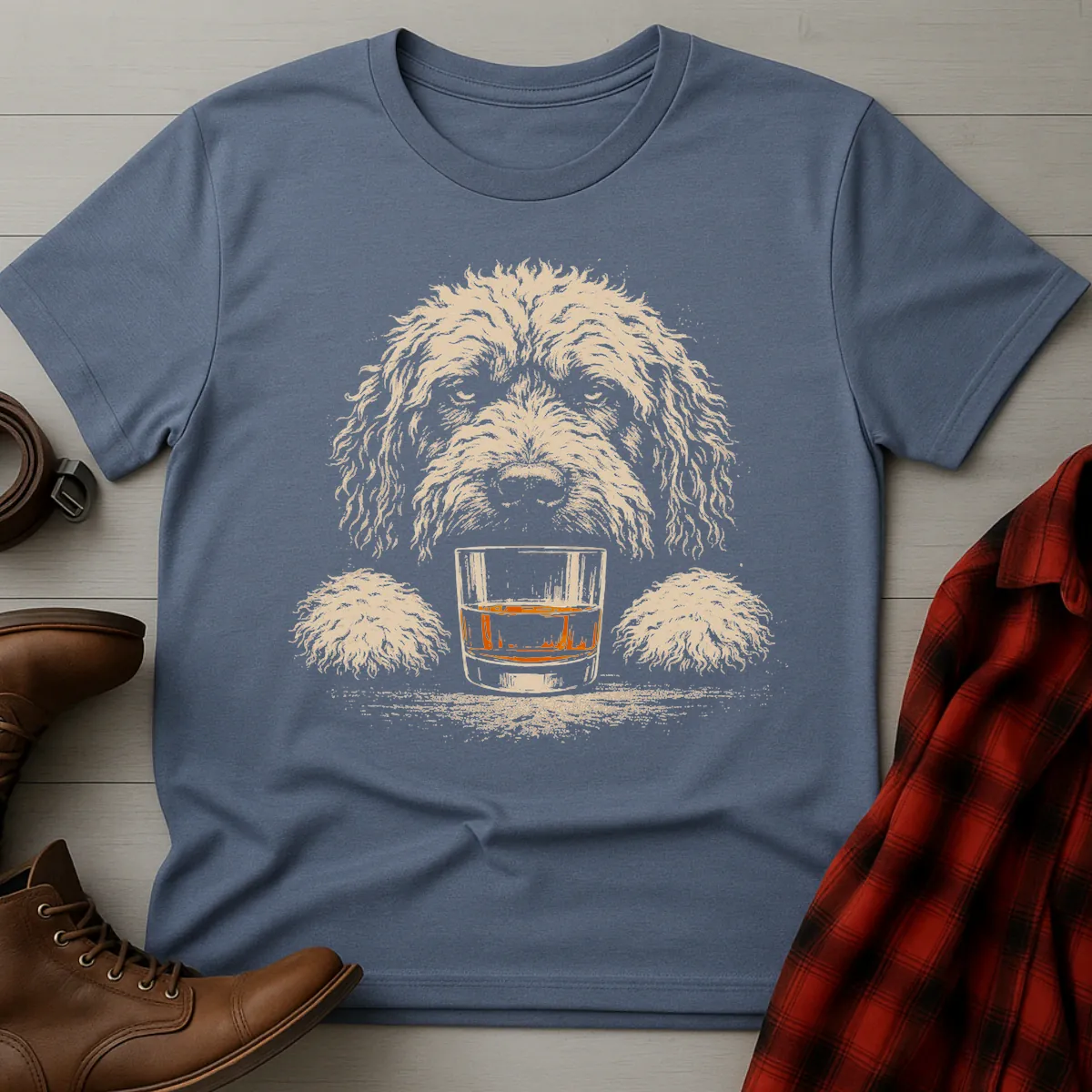 Whiskey Dog Goldendoodle Grunge T-Shirt