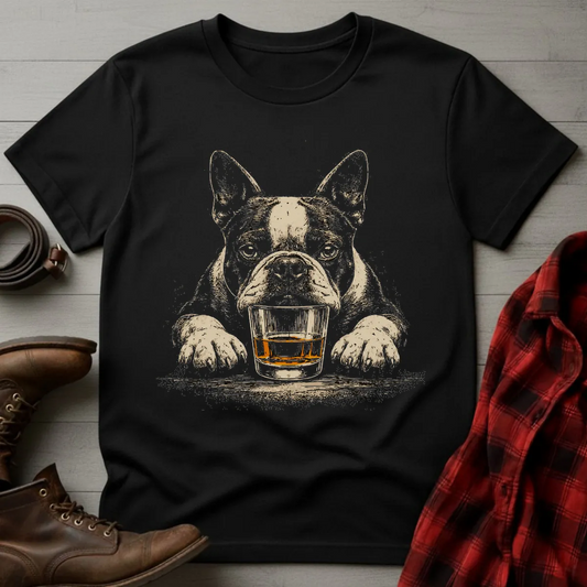 Whiskey Dog Boston Terrier Grunge T-Shirt