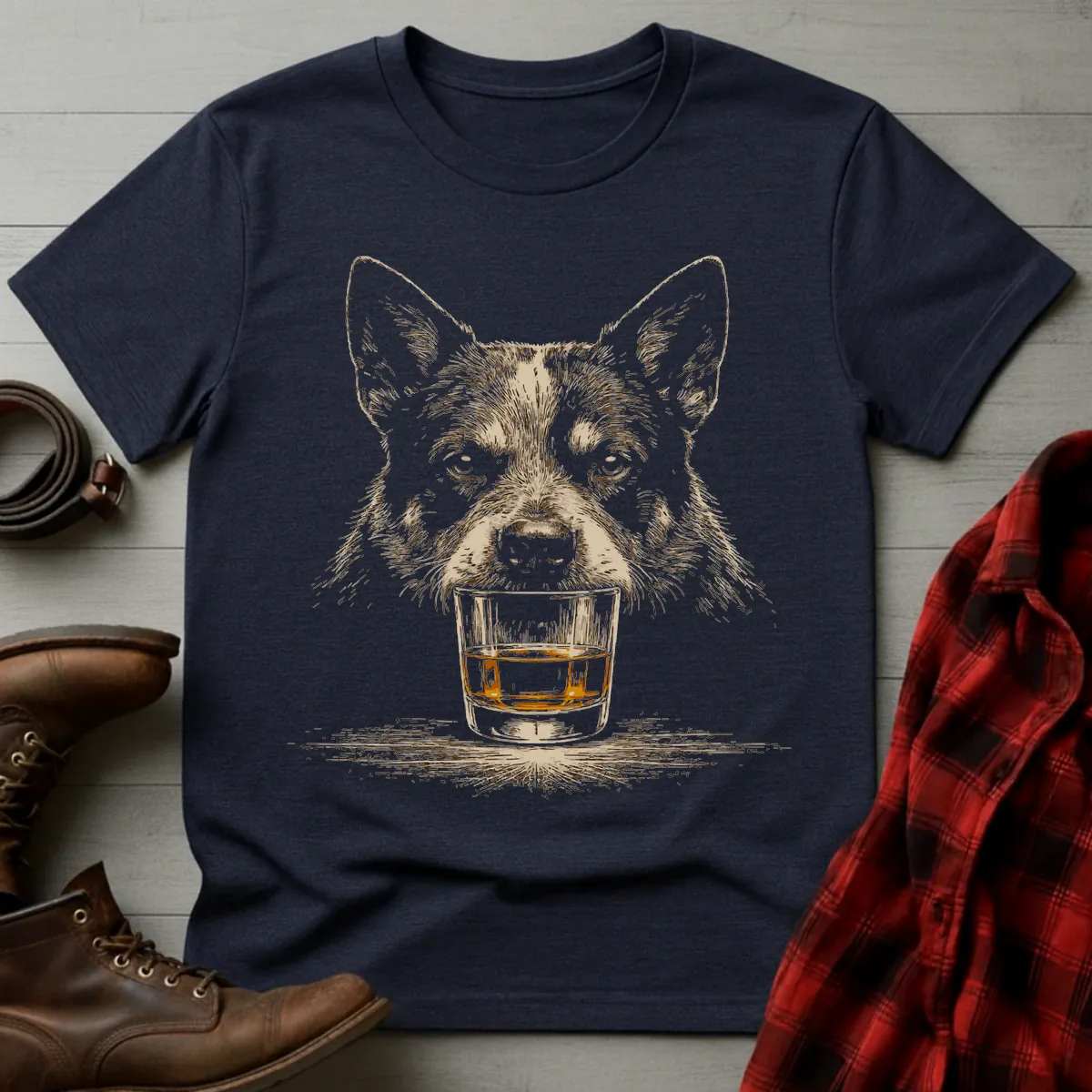 Whiskey Australian Cattle Dog Grunge T-Shirt