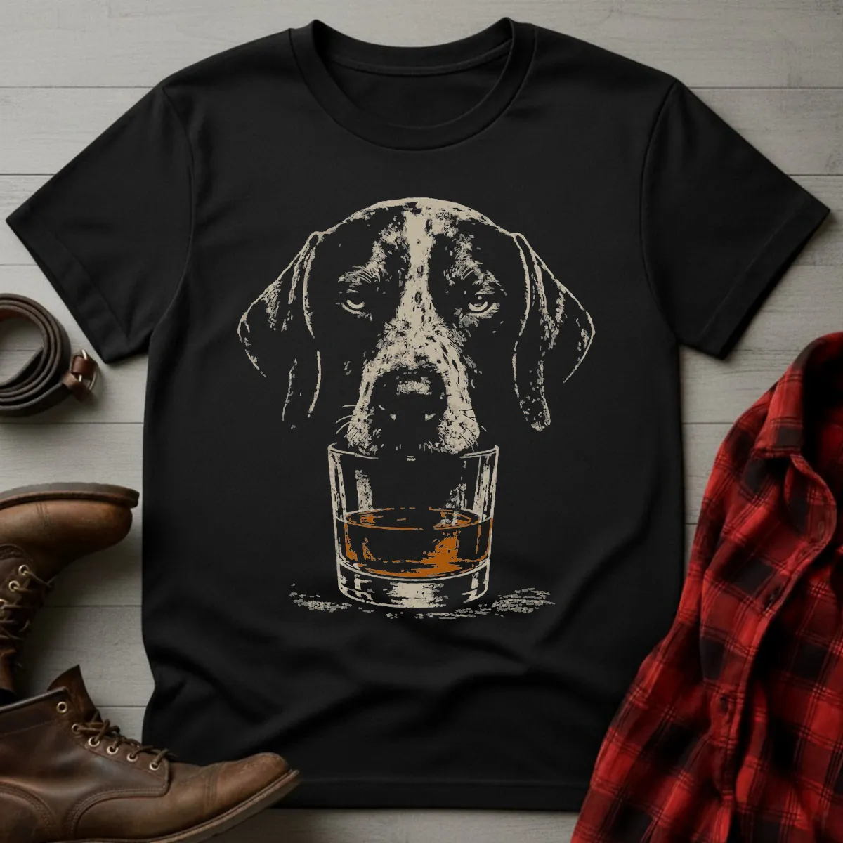 Whiskey Dog German Shorthaired Pointer Grunge T-Shirt